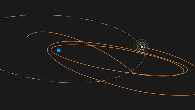 Illustration based on the flight path of a Chinese rocket about to hit the far side of the moon.