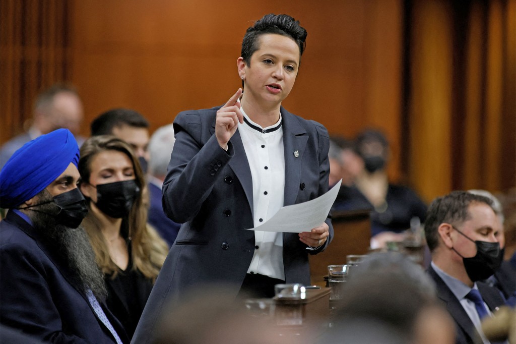 Conservative MP Melissa Lantzmann speaks during question period in the House of Commons in Parliament House.