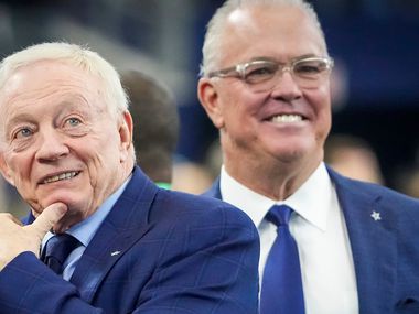 Dallas Cowboys owner and general manager Jerry Jones (left) Executive Vice President Stephen ...