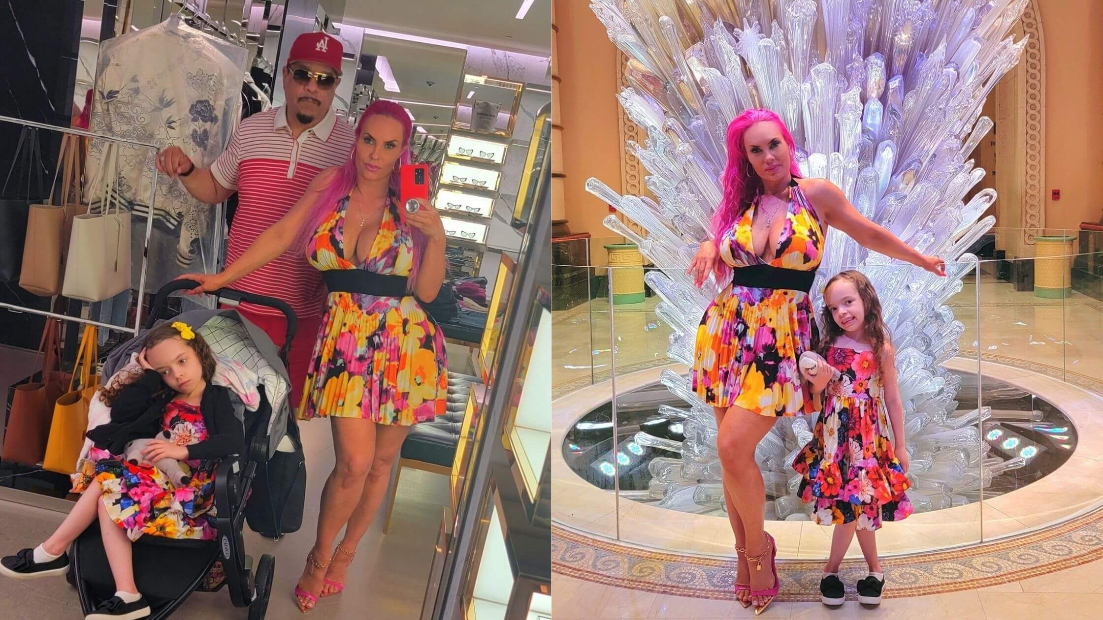 Coco Austin dragged for pushing daughter Chanel, 6, in stroller