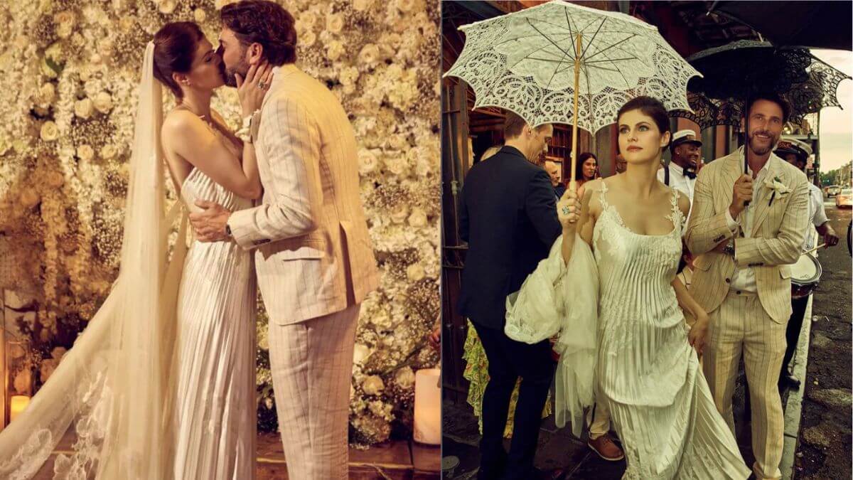 Alexandra Daddario Marries Andrew Form In Silk Gown For Their New Orleans Wedding