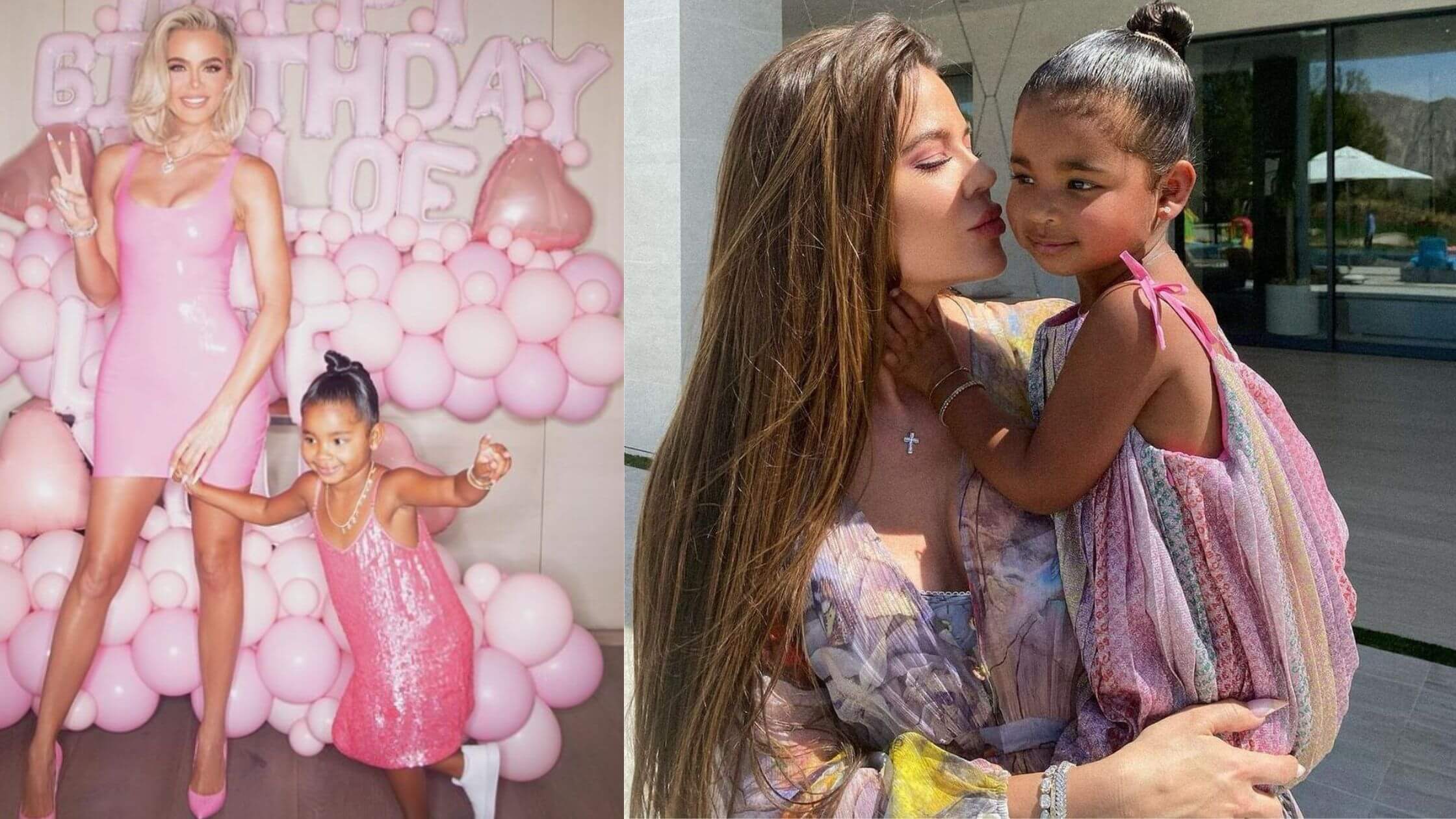Khloe Kardashian And Her Daughter True Had Matching Pink Dresses At Her 38th Birthday Party