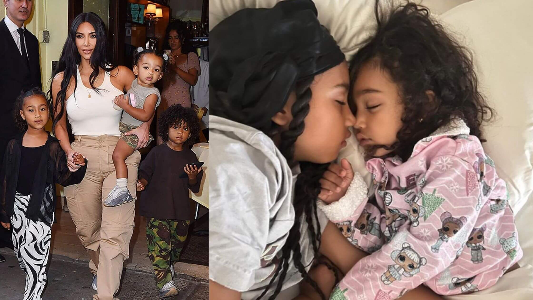 North, 9, and Chicago, 4, are Kim Kardashian's Children In A Nose-to-Nose Sleep Position
