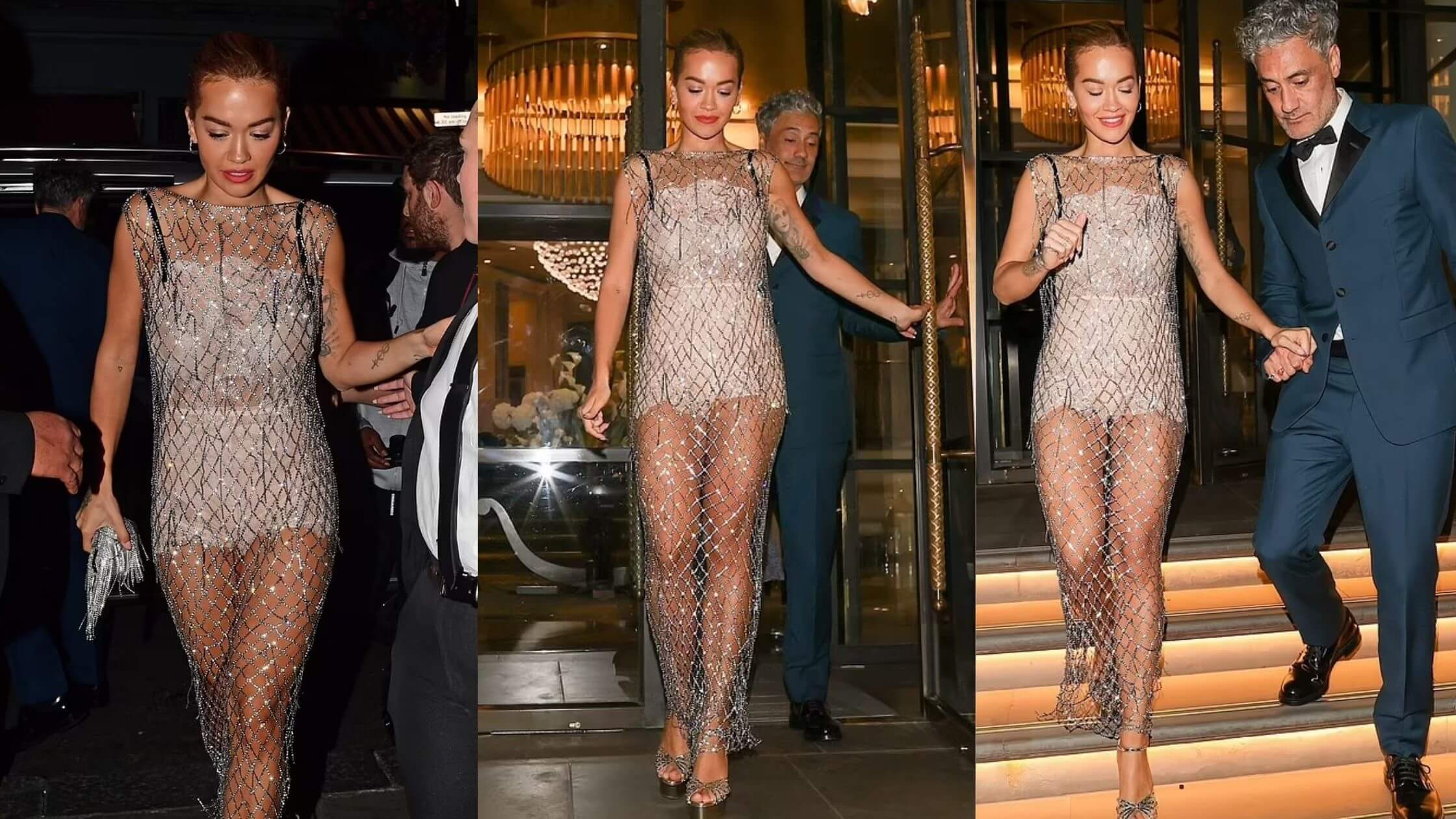 Rita Ora Shined Bright In A Sheer Glitzy Fishnet Gown At Thor Love And Thunder After Party 