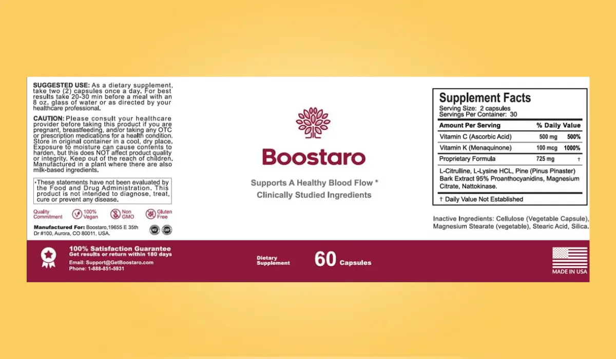 Boostaro Supplement Facts