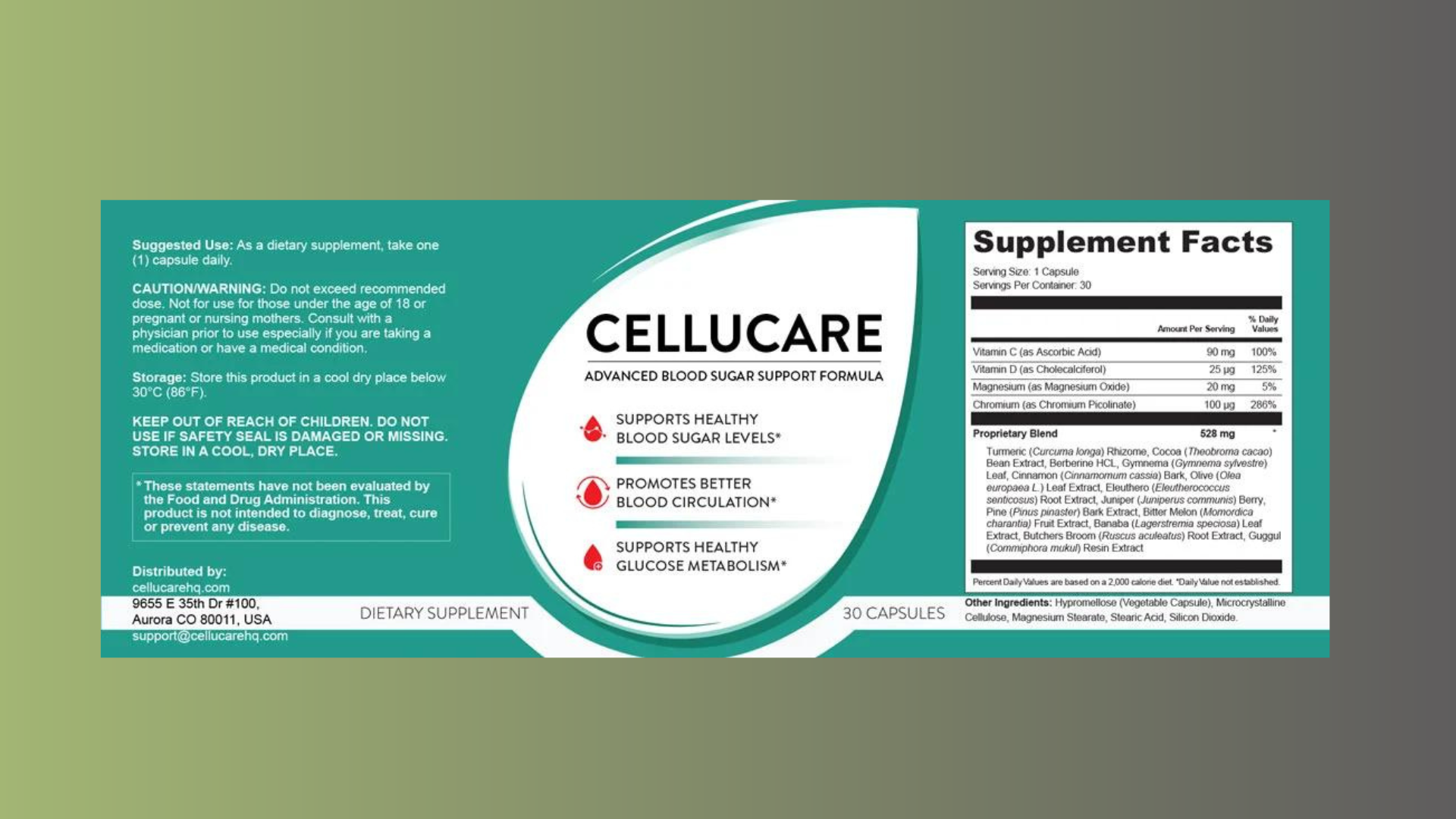 CelluCare supplement facts