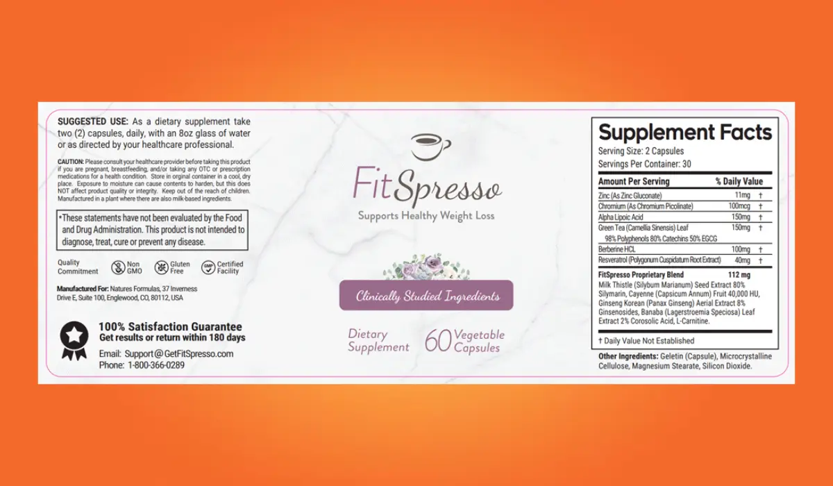 FitSpresso Supplement Facts