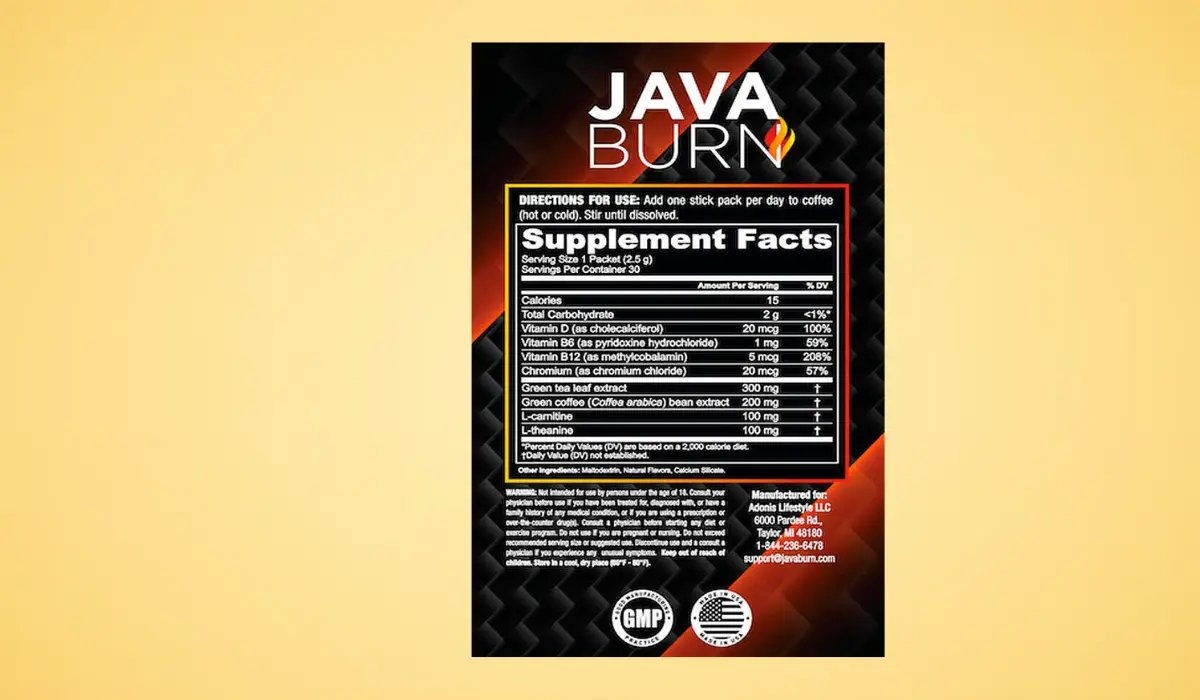 Java Burn Supplement Facts