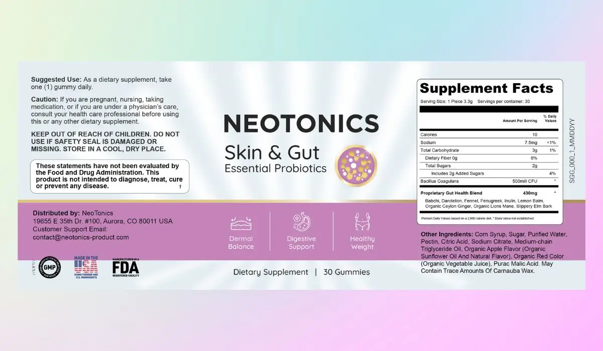 Neotonics Supplement Facts