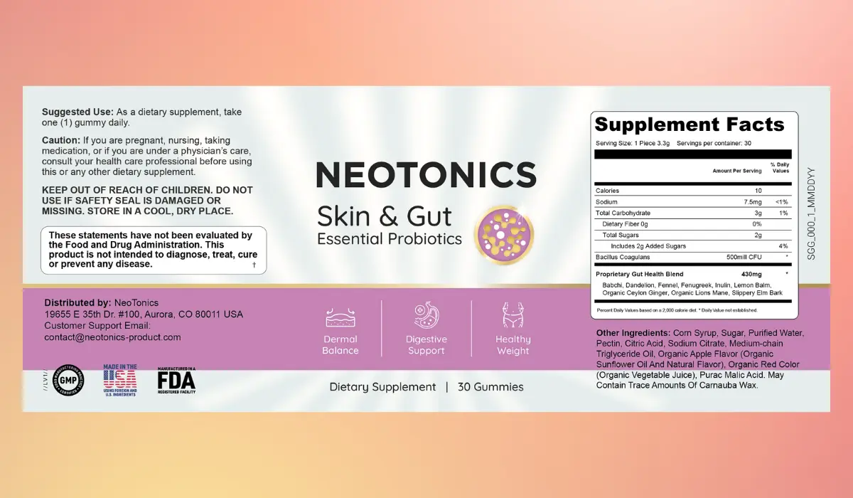 Neotonics Supplement Facts