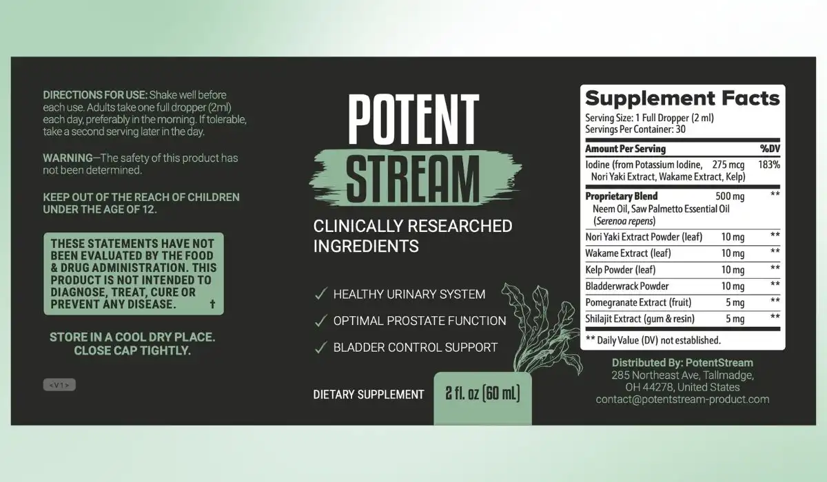 PotentStream Supplement Facts