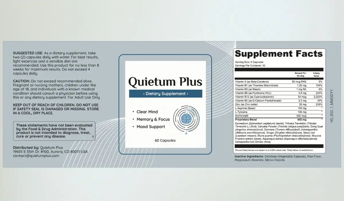 Quietum Plus Supplement Facts