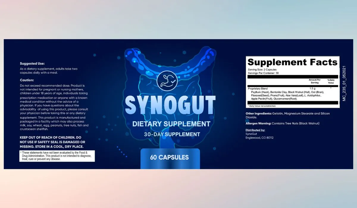 SynoGut Supplement Facts Label