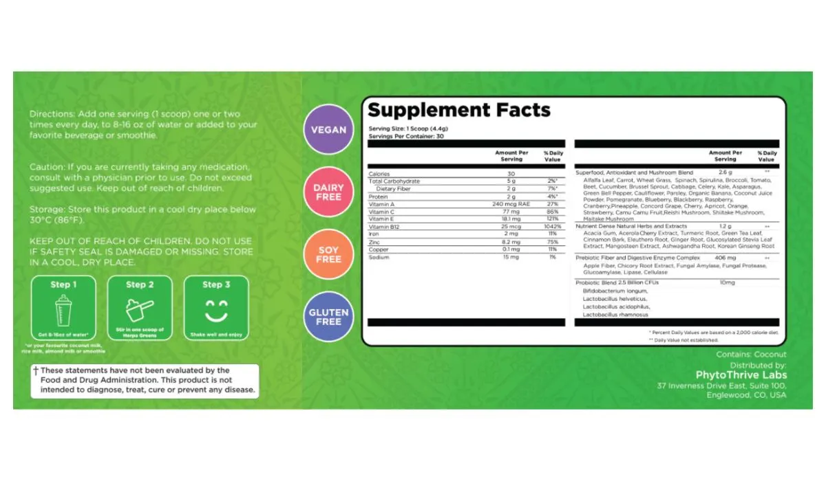 Tonic Greens Supplement Facts