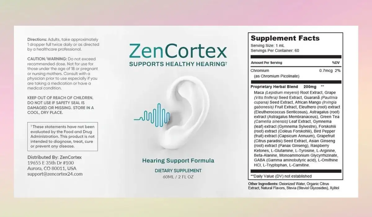 ZenCortex Supplement Facts