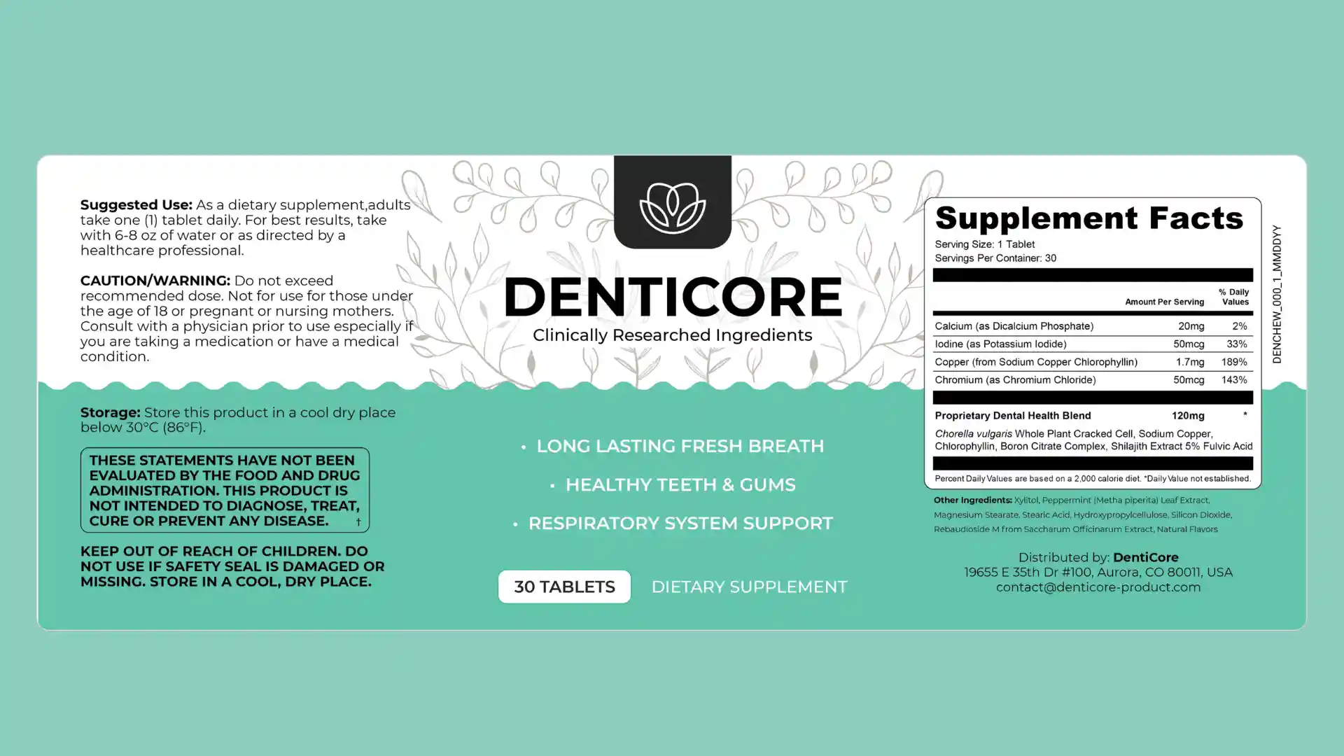 DentiCore supplement facts