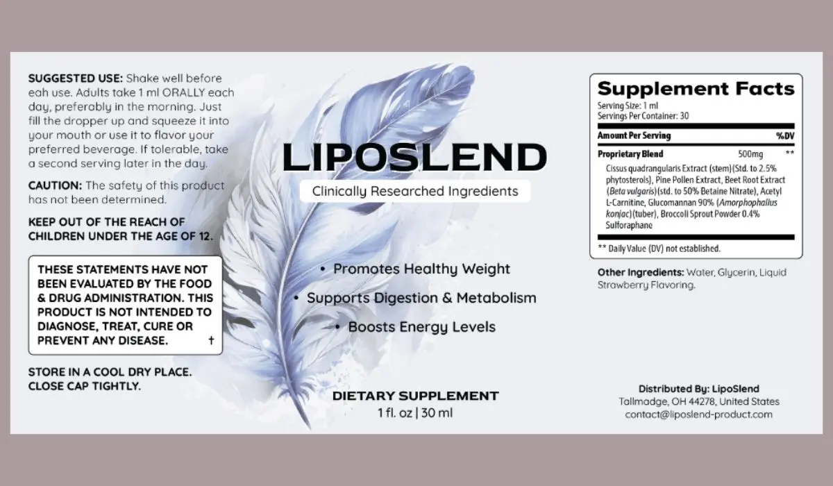 LipoSlend Supplement Facts