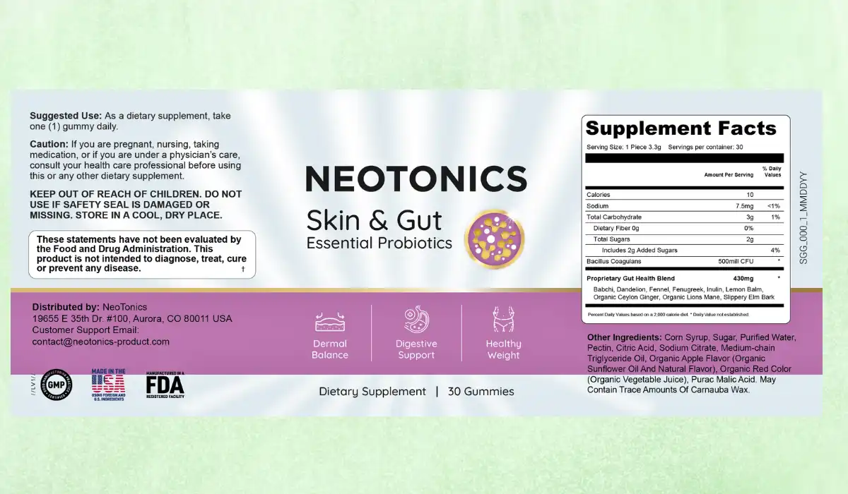 Neotonics Supplement Facts