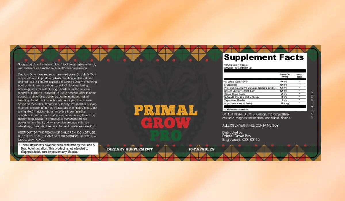 Primal Grow Pro Supplement Facts