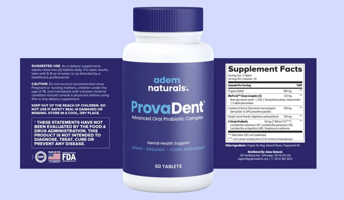 ProvaDent Supplement Facts Label