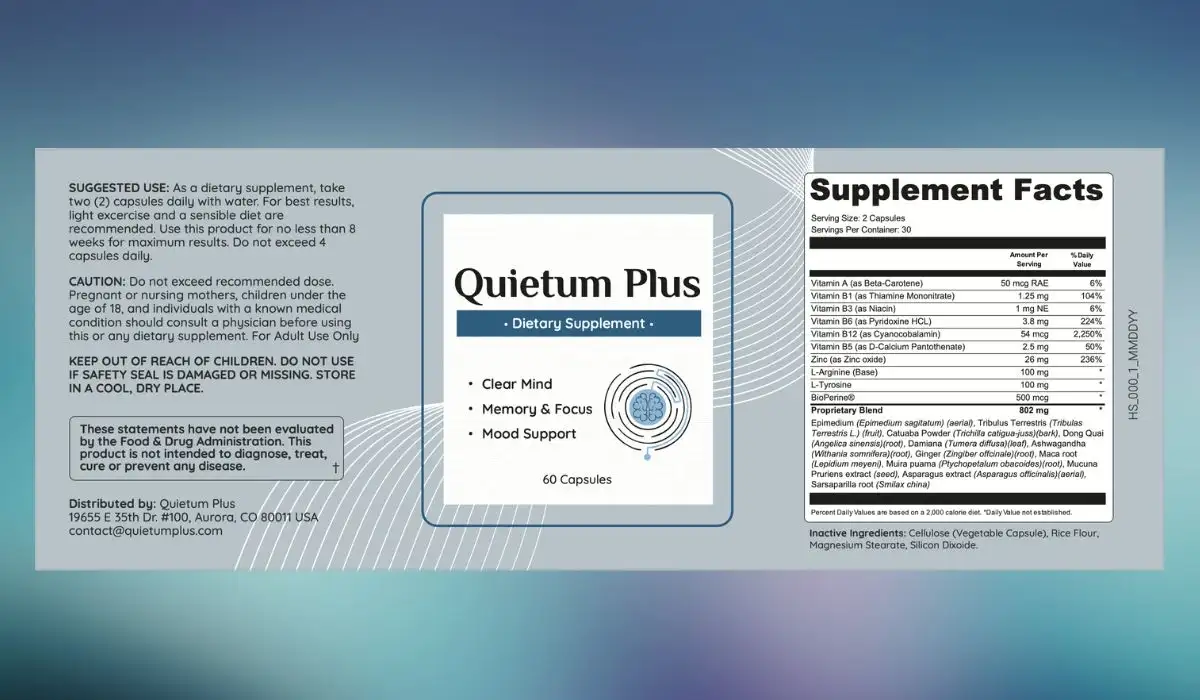 Quietum Plus Supplement Facts