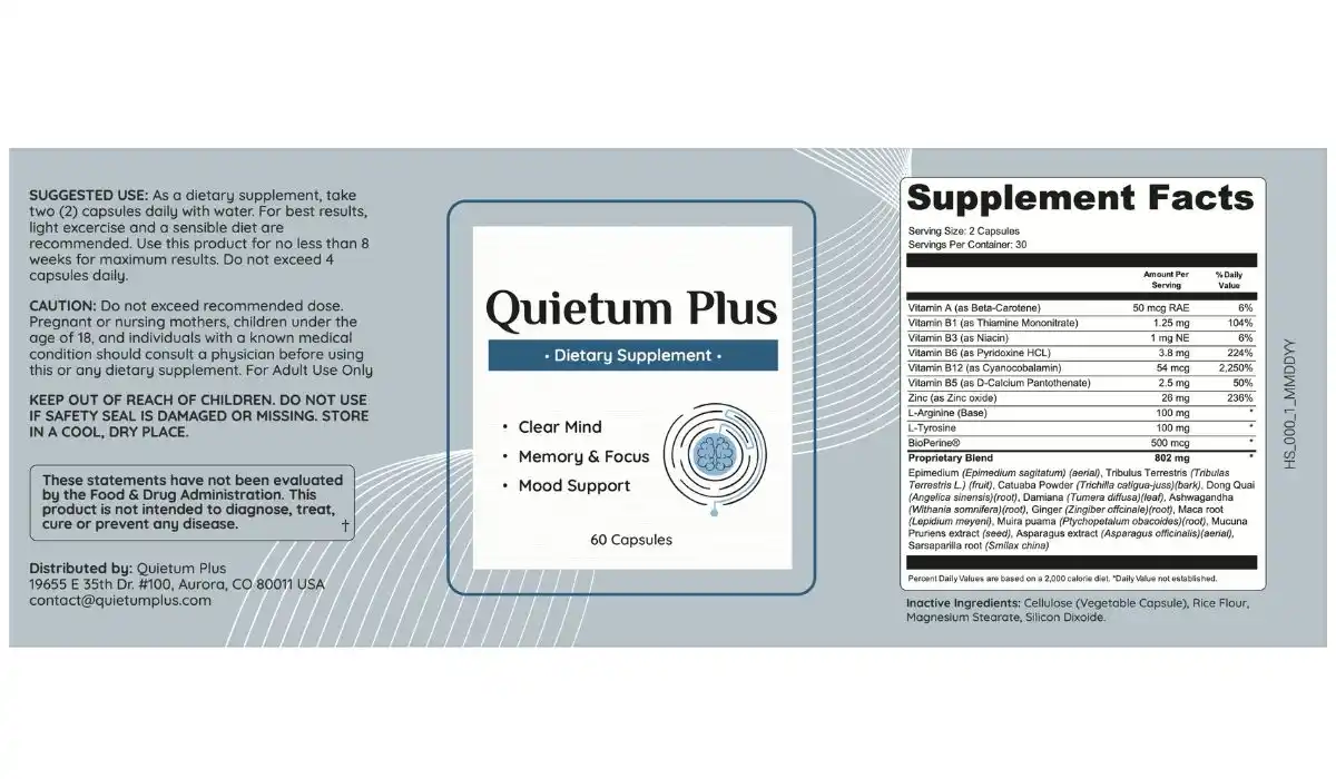 Quietum Plus Supplement Facts