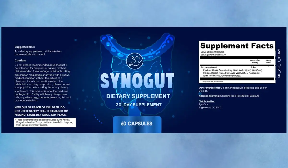 SynoGut Supplement Facts Label