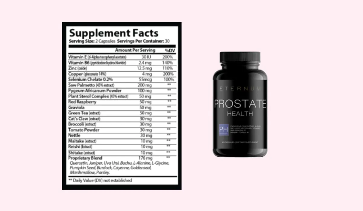 Eternum Prostate Health supplement facts