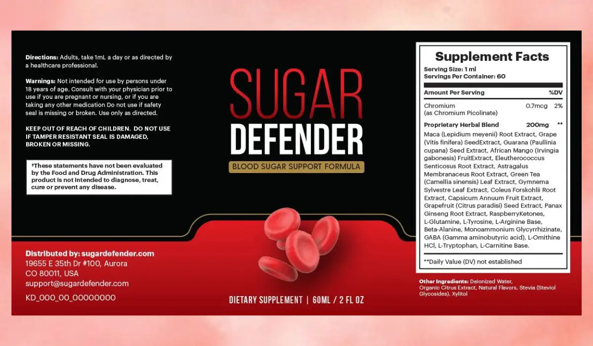 SugarDefender Supplement Facts